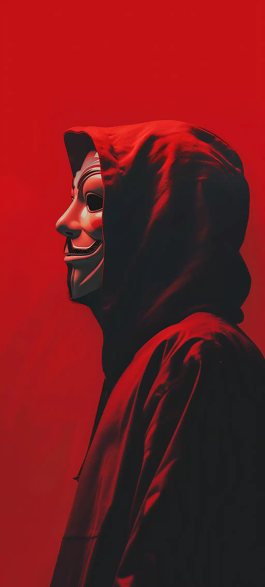 Red Cyberpunk Silhouette Figure Wallpaper